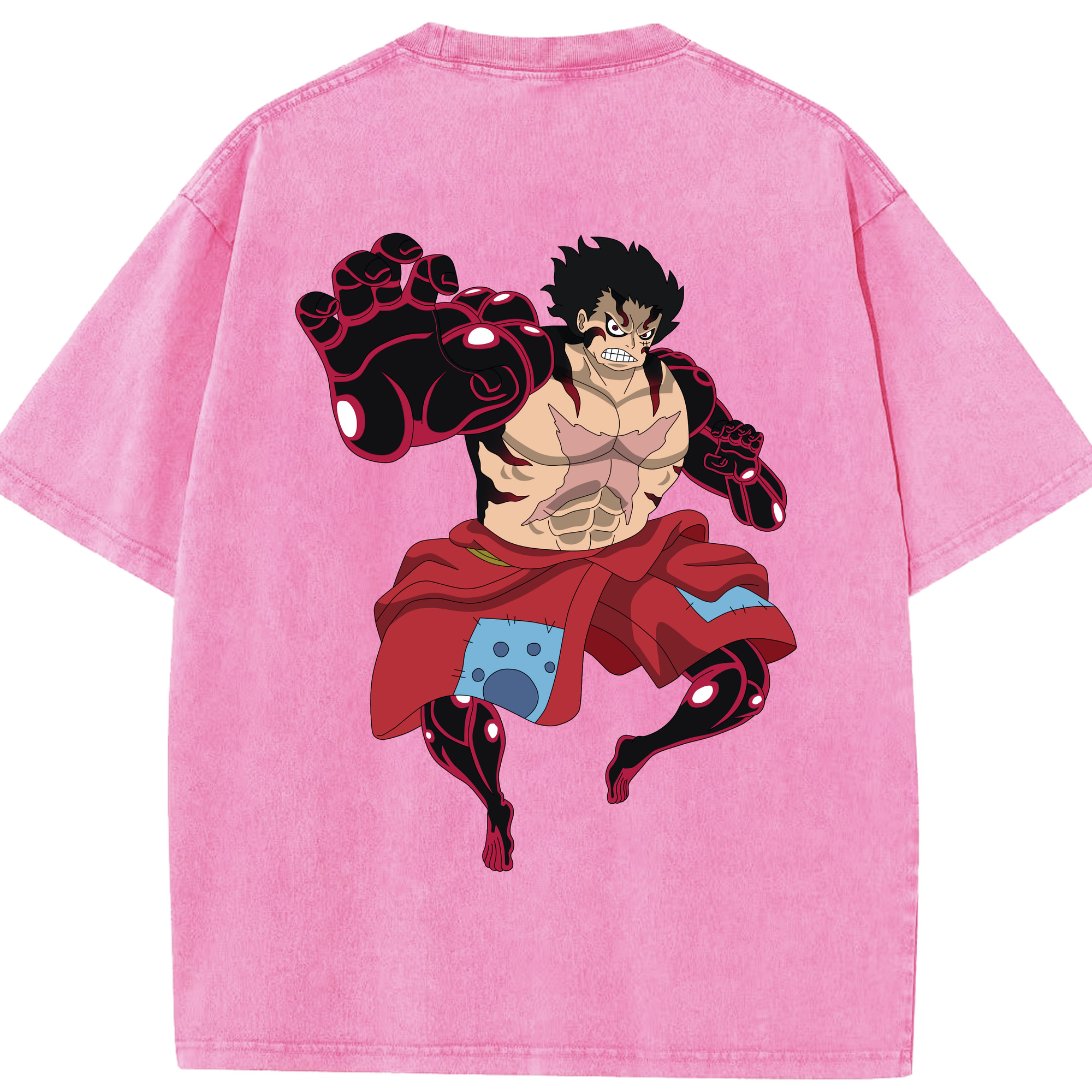 ワンピース モンキー・D・ルフィ ONE PIECE Monkey D. Luffy 綿100% ヴィンテージ風 半袖Tシャツ（背面プリント）